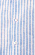 Camicia in lino rigato con collo francese