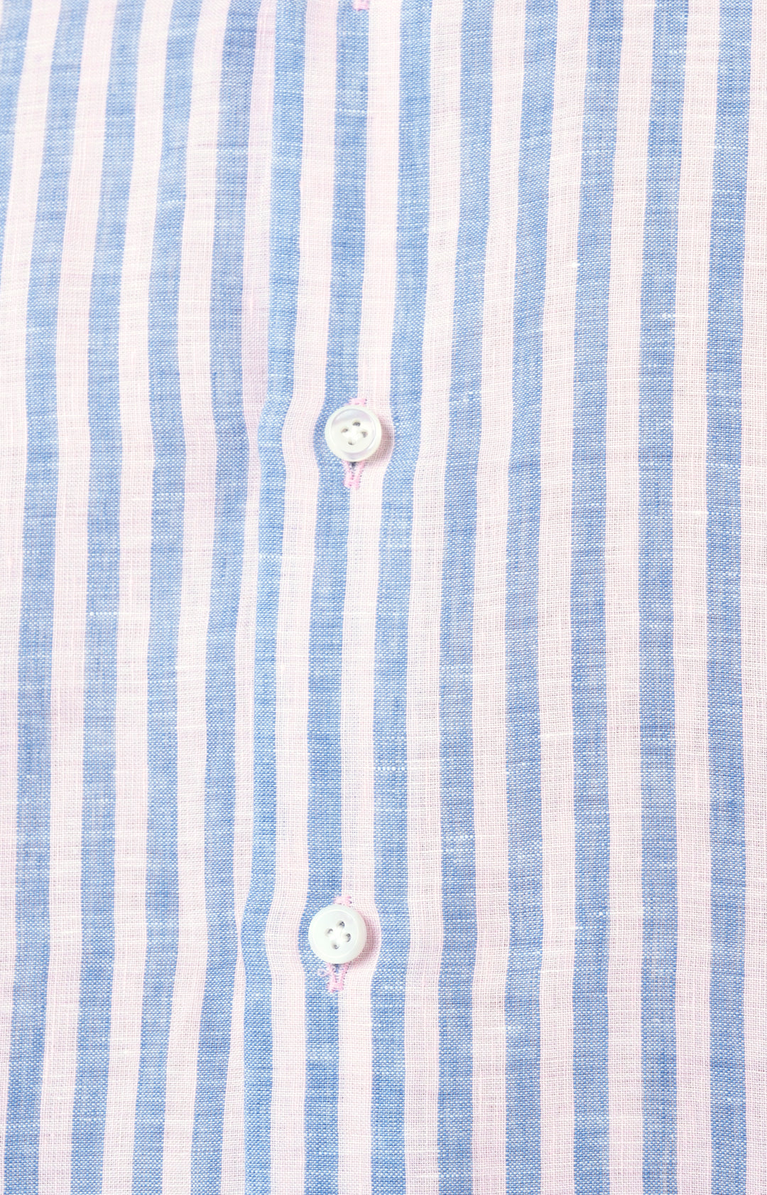Camicia in lino rigato con collo francese