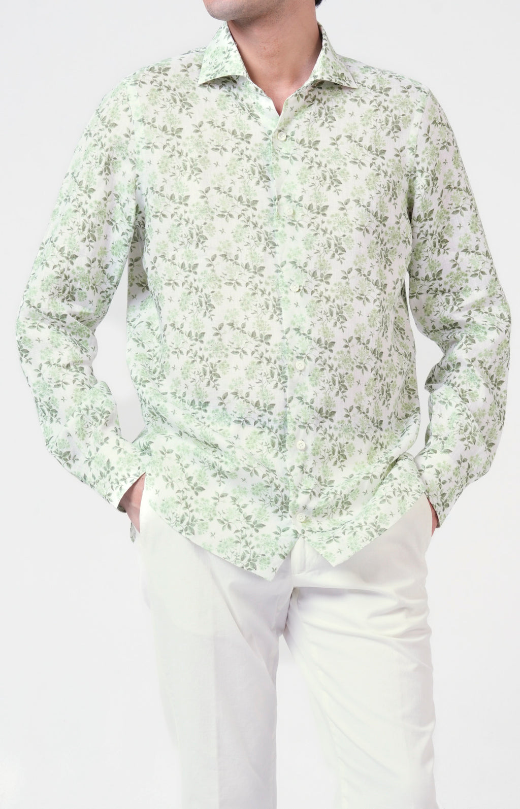 Camicia in lino con esclusiva fantasia