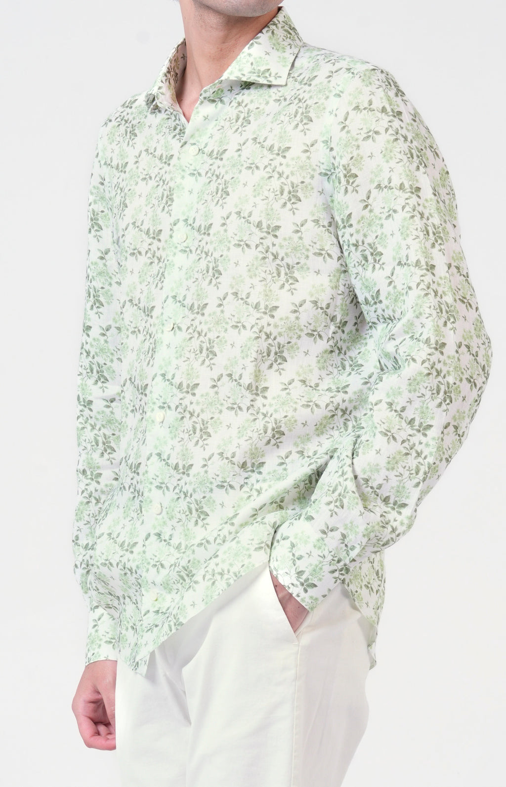 Camicia in lino con esclusiva fantasia