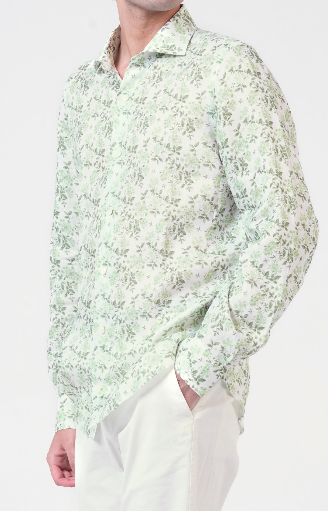 Camicia in lino con esclusiva fantasia