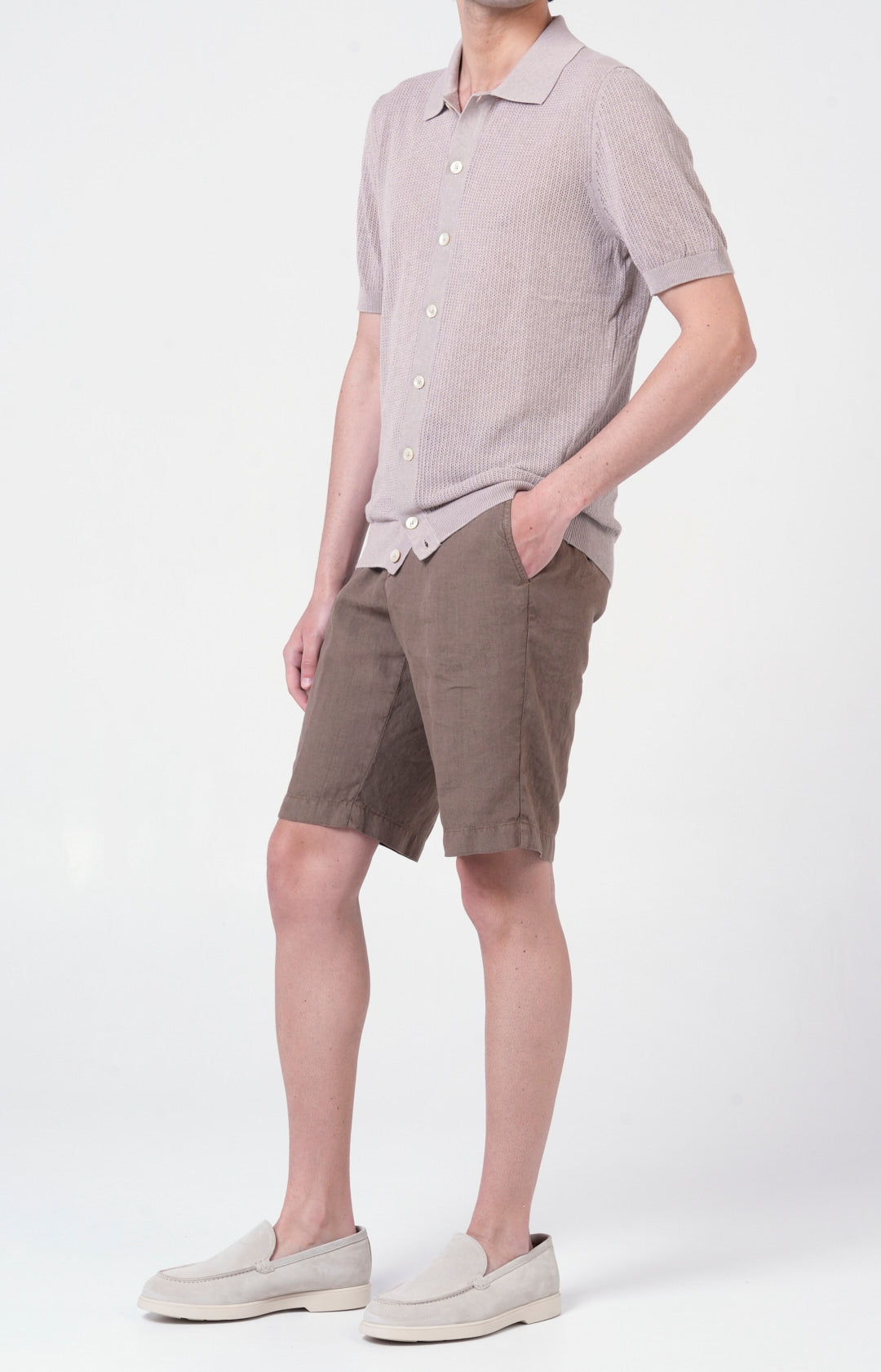 Camicia manica corta in cotone traforato