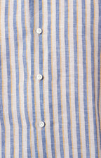Camicia in lino rigato con collo francese