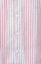 Camicia in lino rigato con collo francese