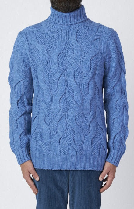 Cable-knit wool and cashmere turtleneck