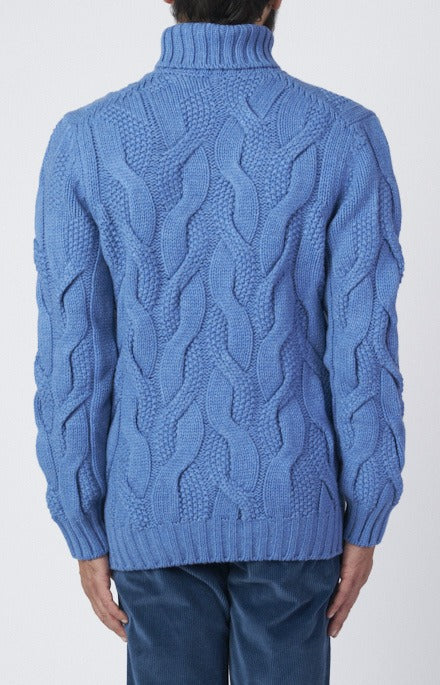 Cable-knit wool and cashmere turtleneck