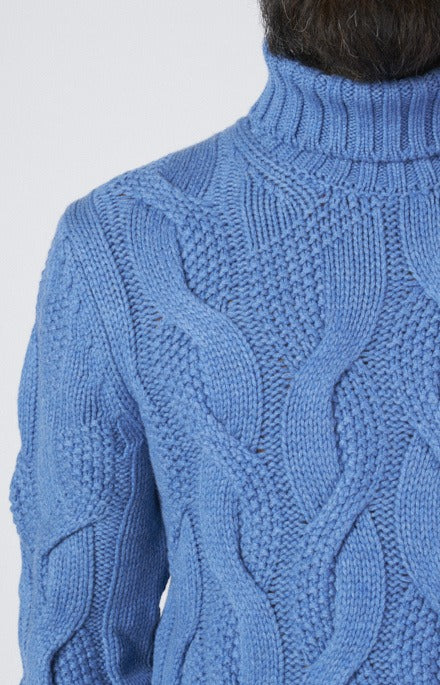 Cable-knit wool and cashmere turtleneck