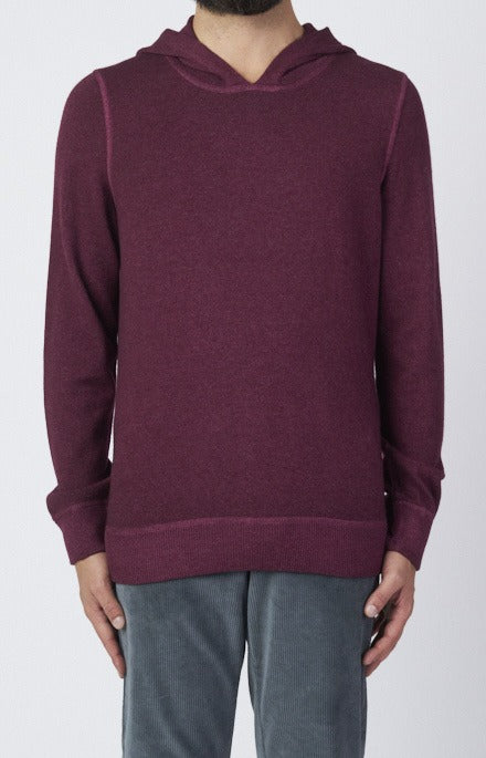 Felpa in lana e cashmere délavé con cappuccio