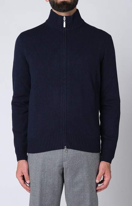 Wool and cashmere zip bomber jacket
