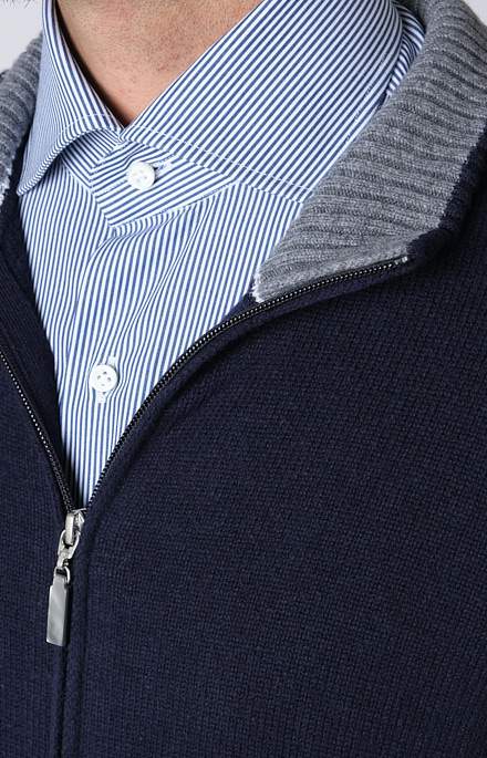 Wool and cashmere zip bomber jacket