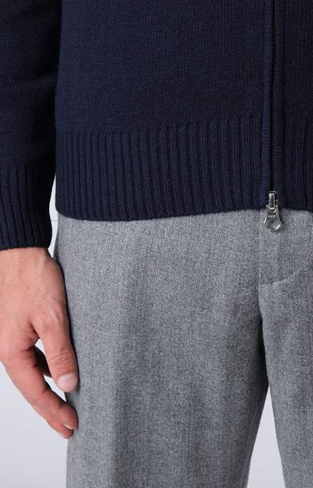 Wool and cashmere zip bomber jacket