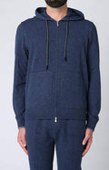 Felpa zip in lana e cashmere con cappuccio