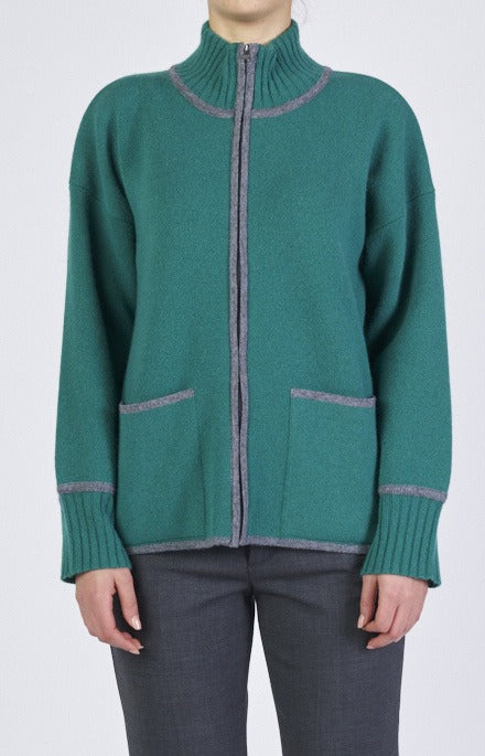 Wool and cashmere zip-up jacket