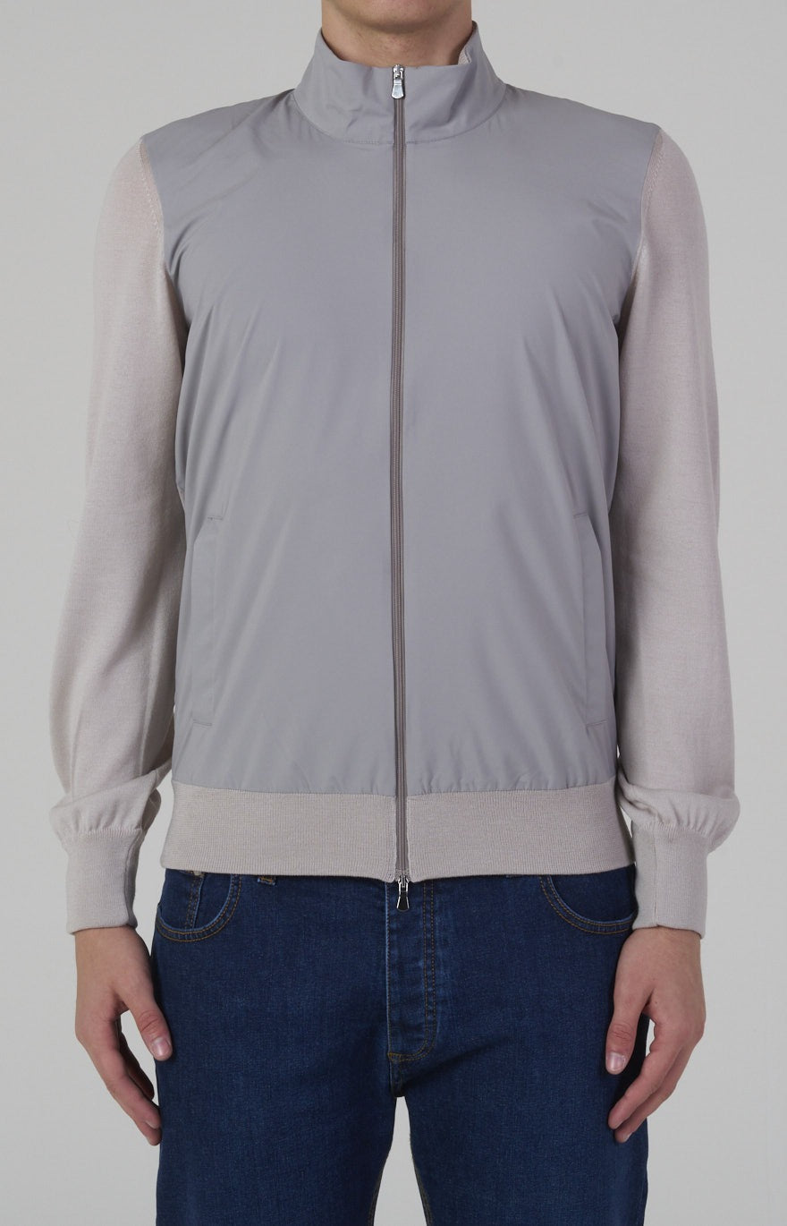 Ultra-light dual-material zip bomber jacket