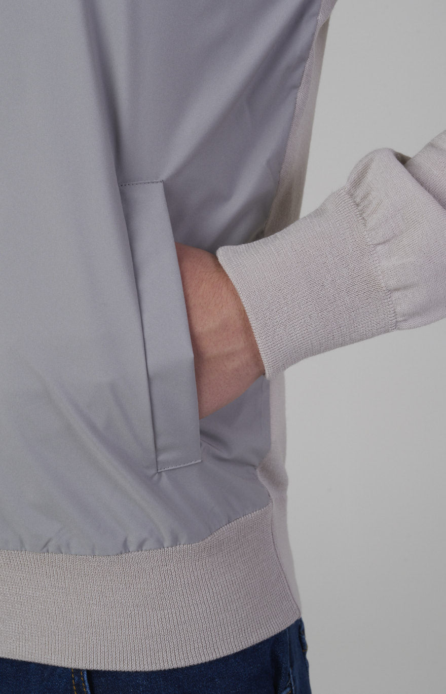 Ultra-light dual-material zip bomber jacket