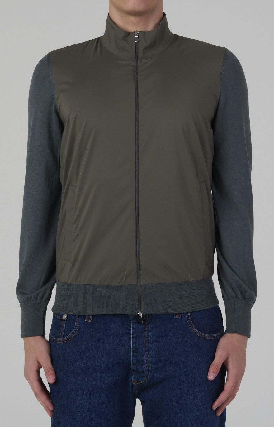 Ultra-light dual-material zip bomber jacket