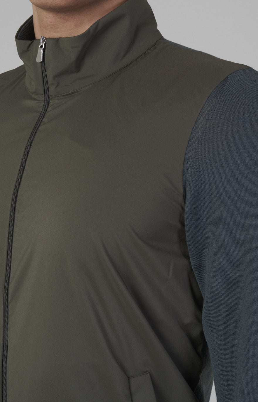 Ultra-light dual-material zip bomber jacket