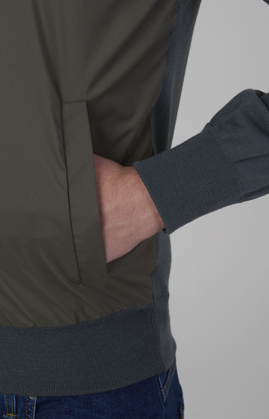 Ultra-light dual-material zip bomber jacket
