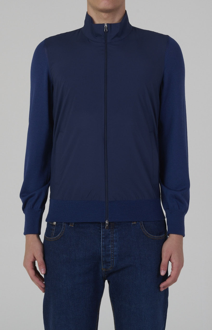 Ultra-light dual-material zip bomber jacket