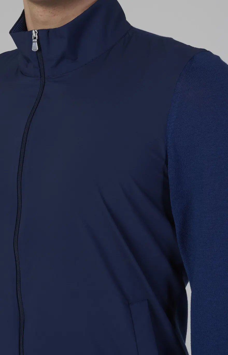 Ultra-light dual-material zip bomber jacket