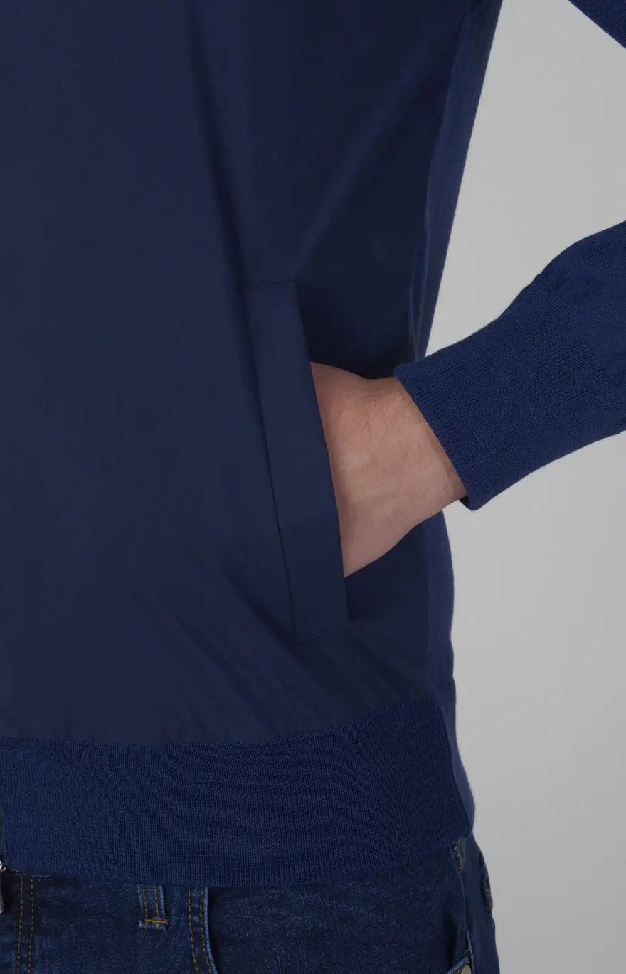 Ultra-light dual-material zip bomber jacket
