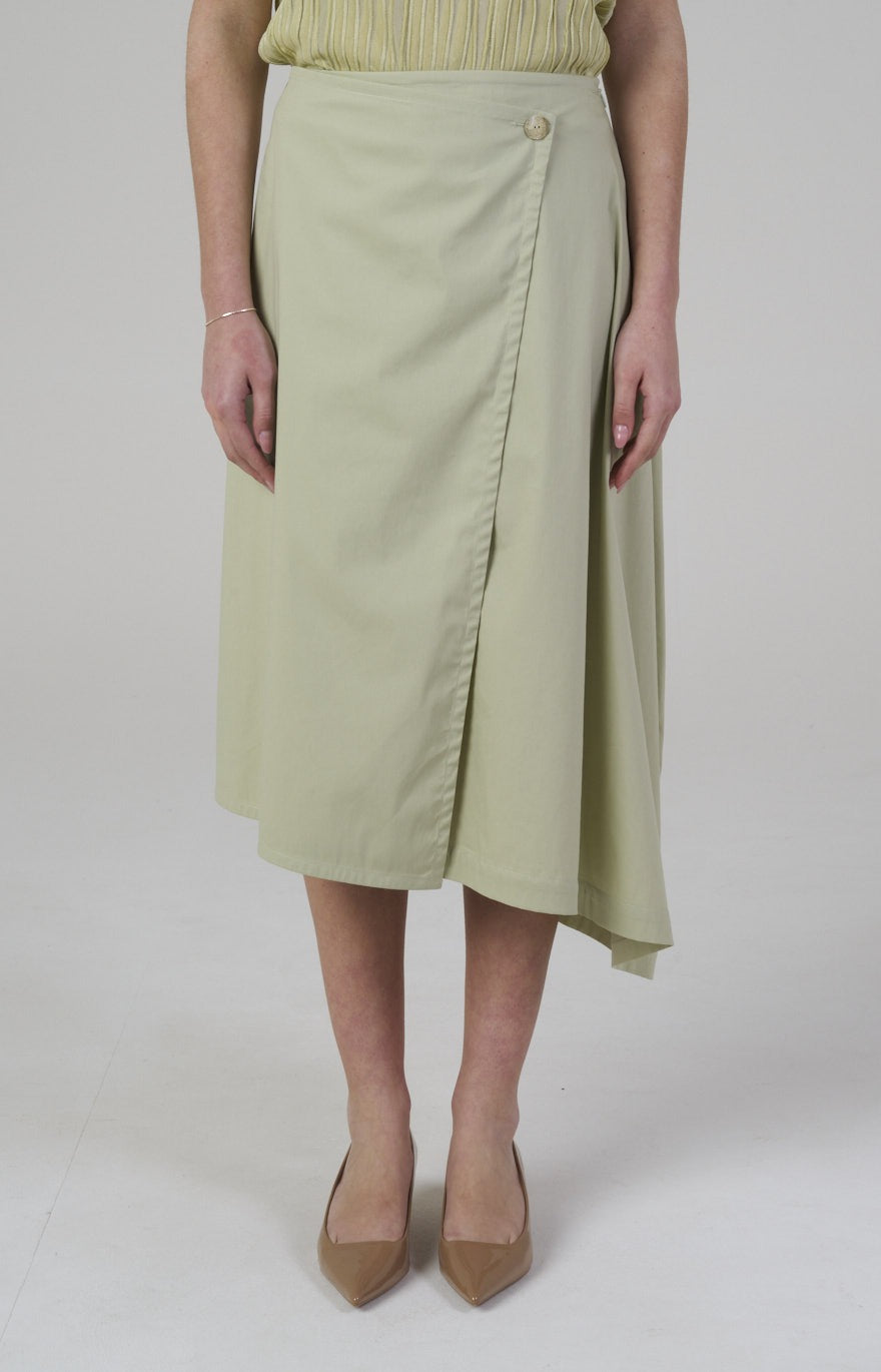 Stretch cotton wrap skirt