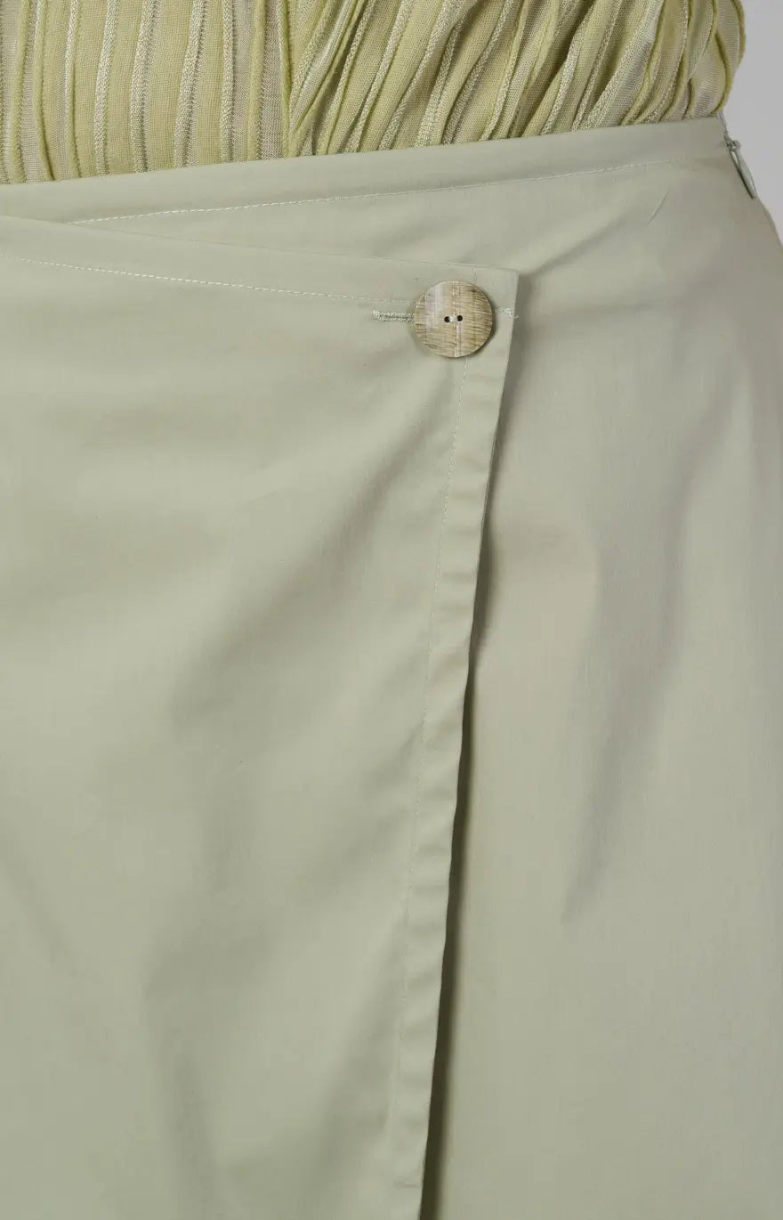 Stretch cotton wrap skirt