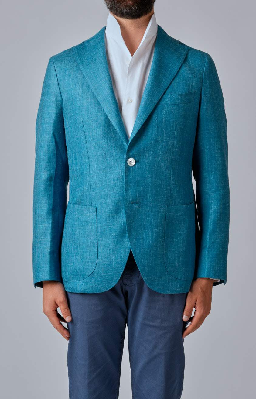 Unlined jacket in wool, silk and linen
