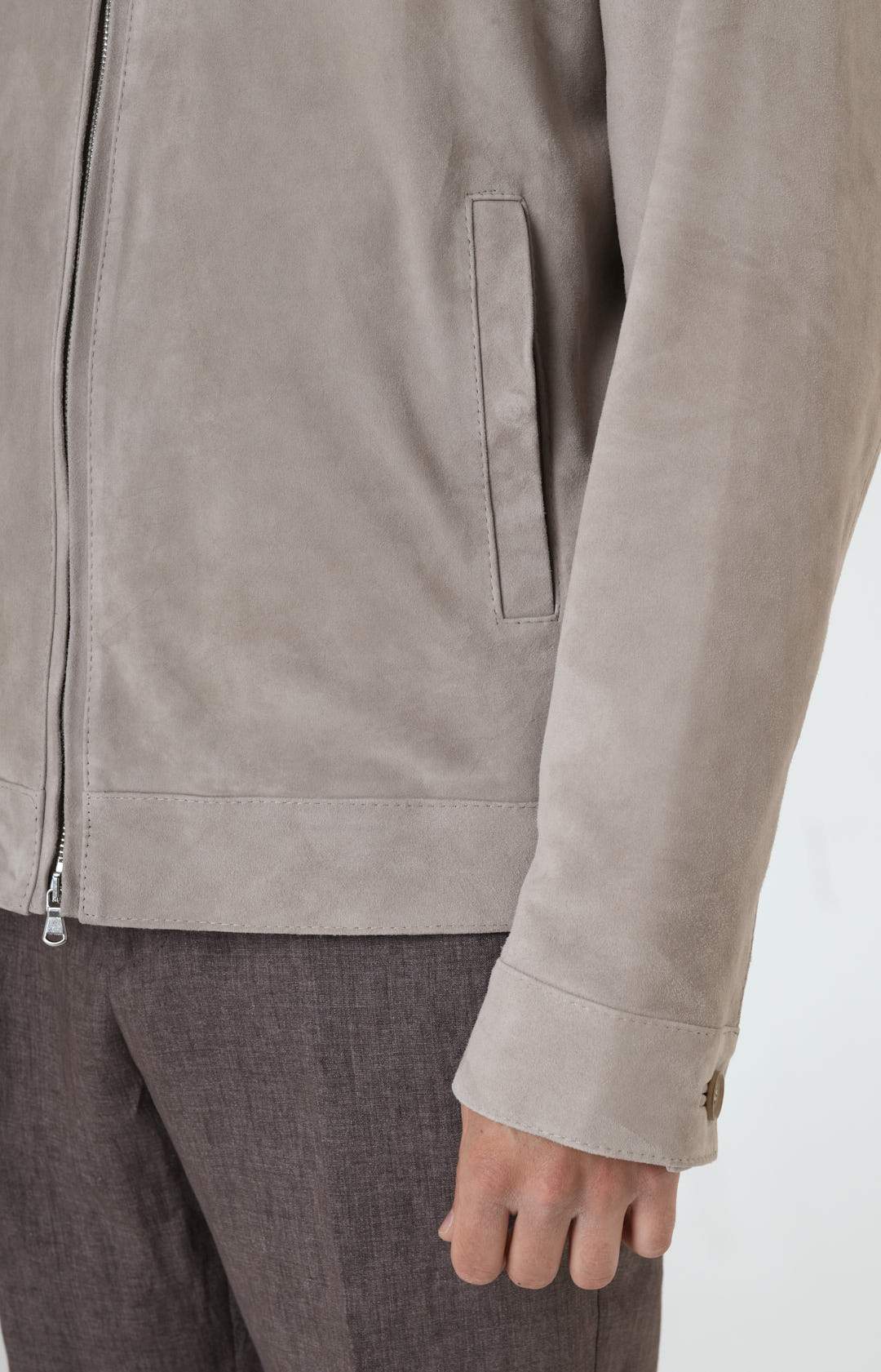 Suede zip bomber jacket