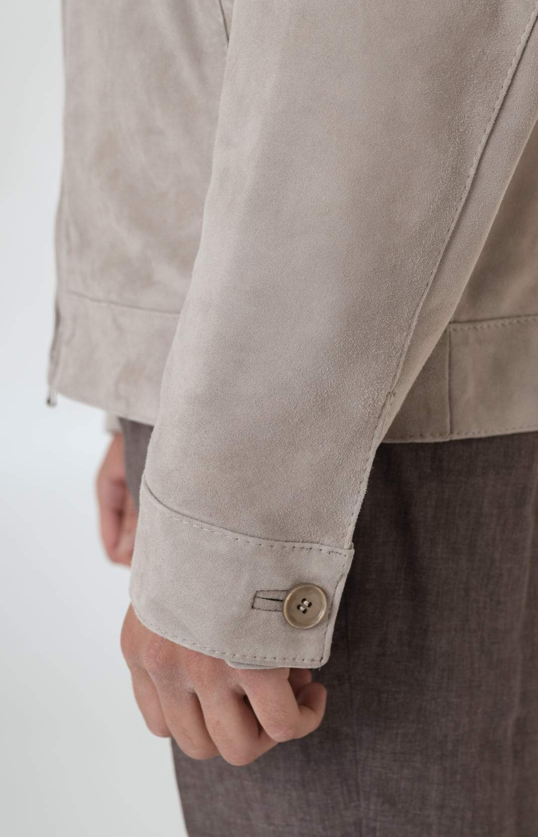 Suede zip bomber jacket