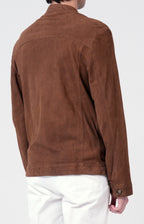 Suede zip bomber jacket