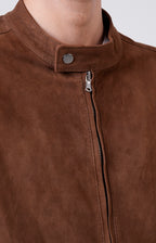 Suede zip bomber jacket