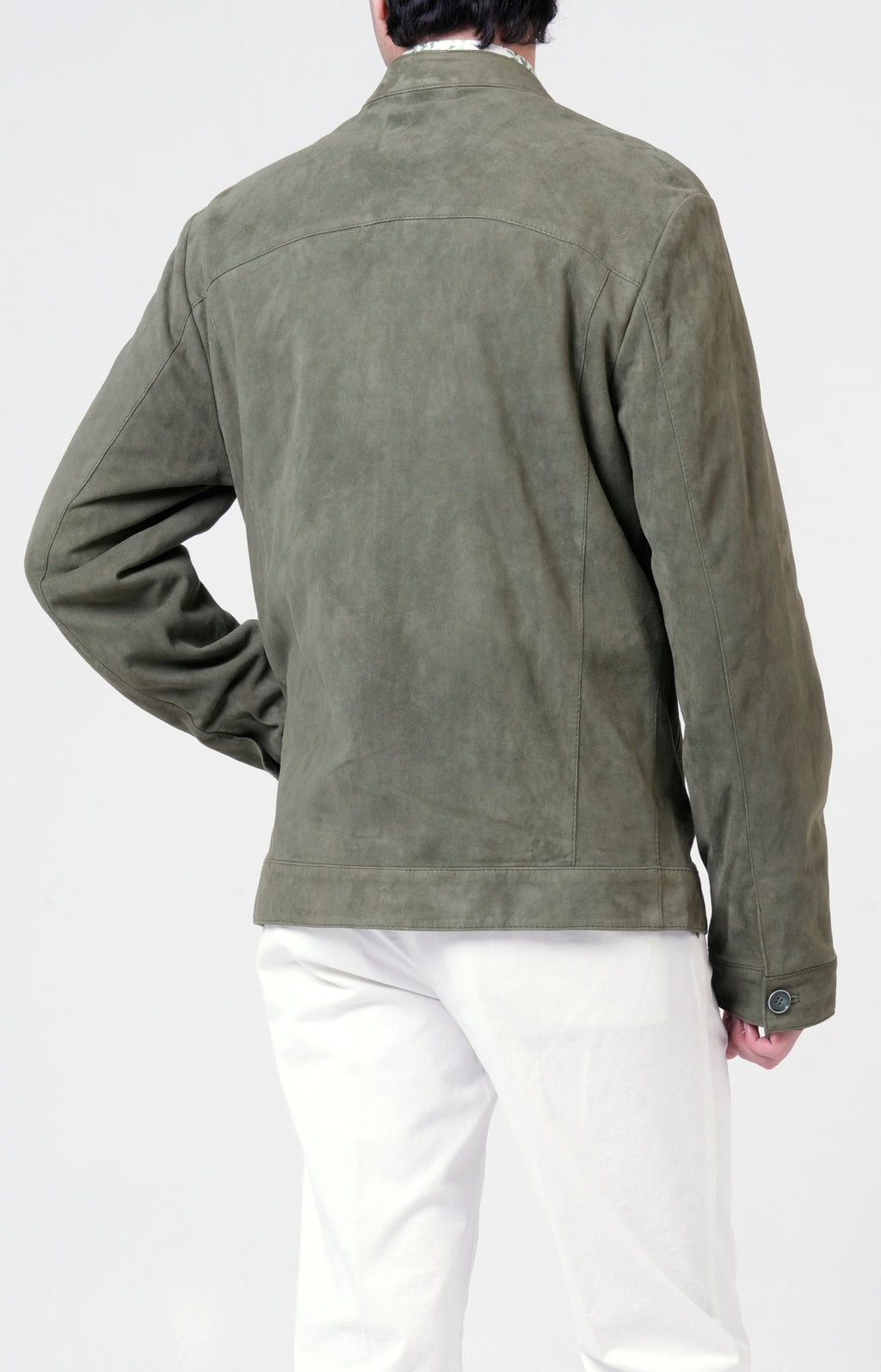 Suede zip bomber jacket