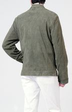 Suede zip bomber jacket
