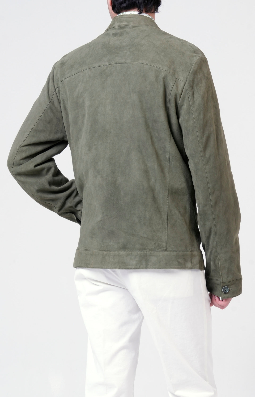 Suede zip bomber jacket