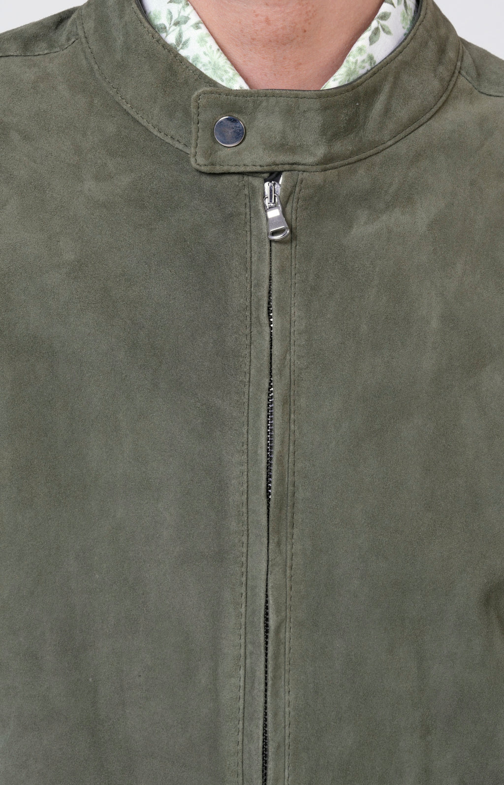 Suede zip bomber jacket