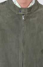 Suede zip bomber jacket