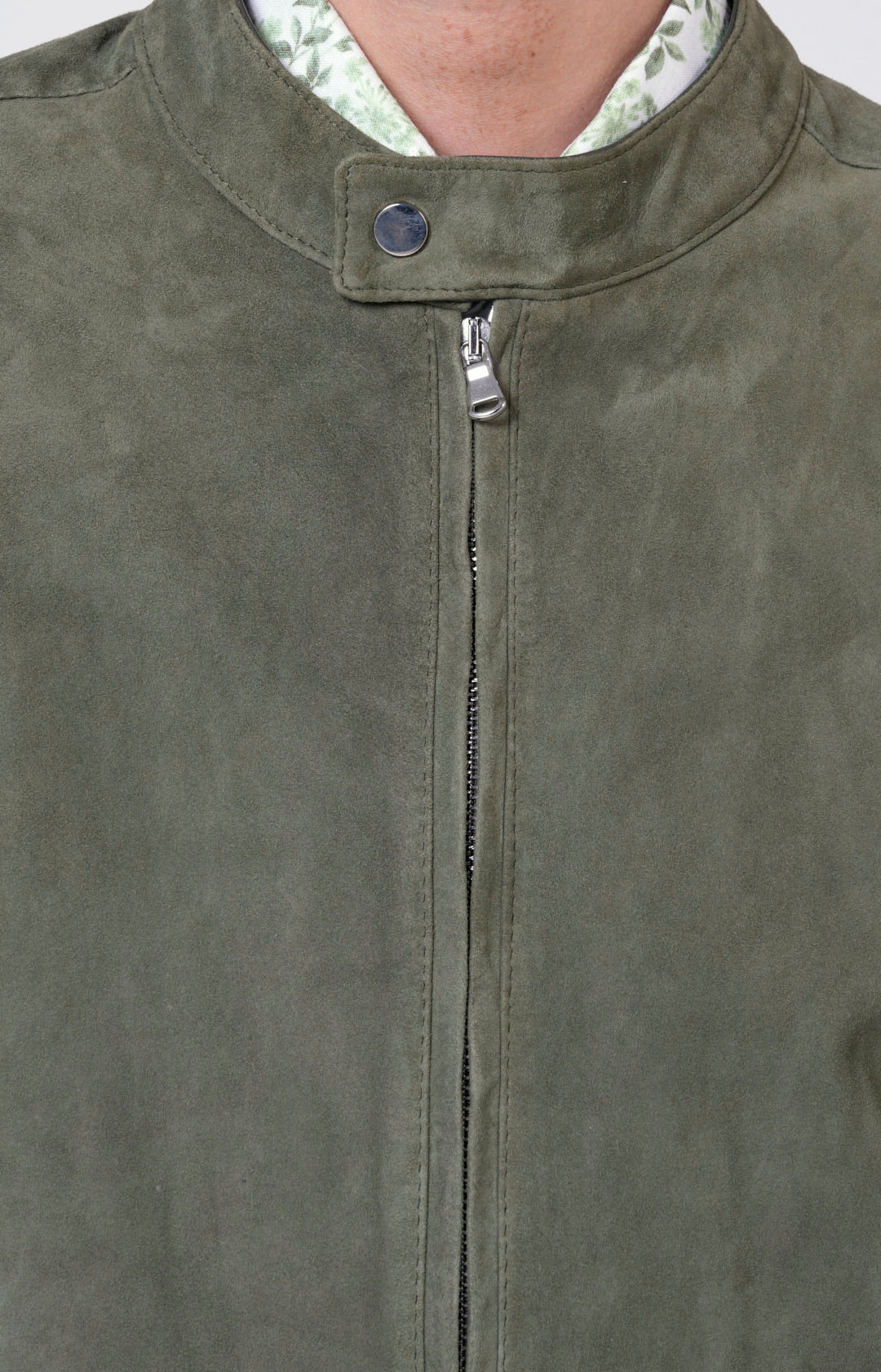 Suede zip bomber jacket