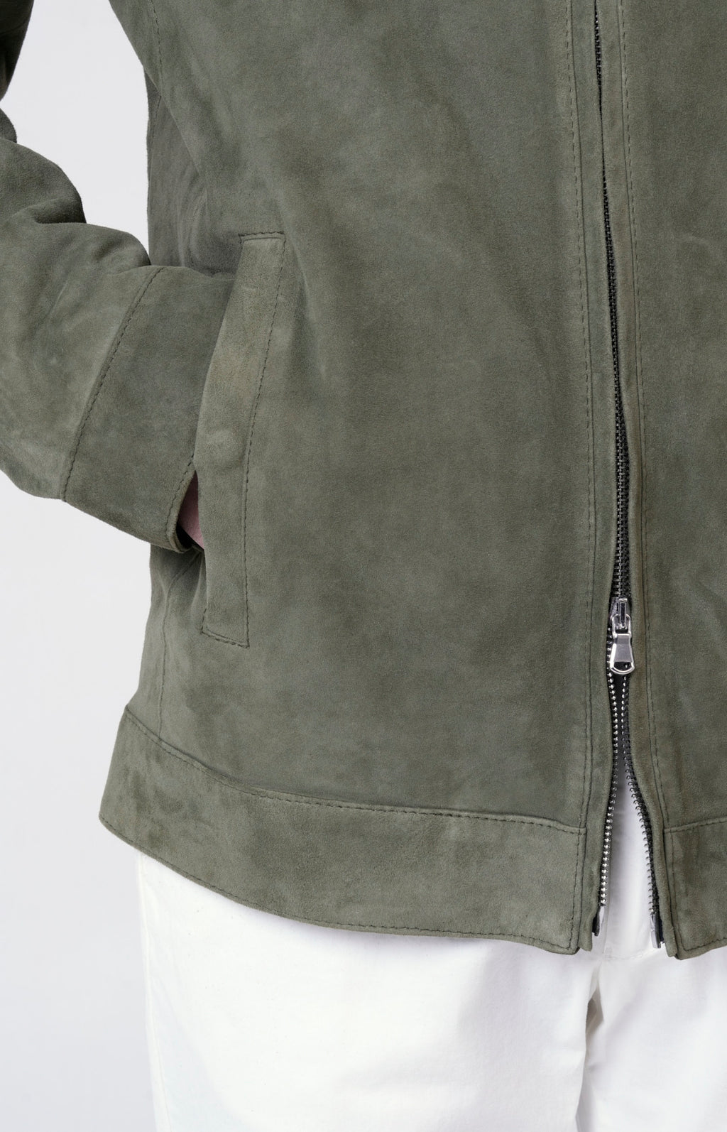 Suede zip bomber jacket