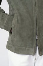 Suede zip bomber jacket