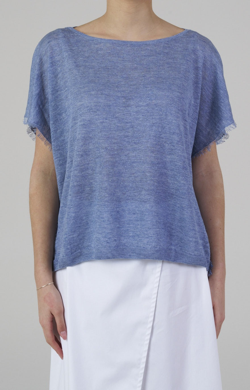 Maglia poncho in jersey di lino ultra-light