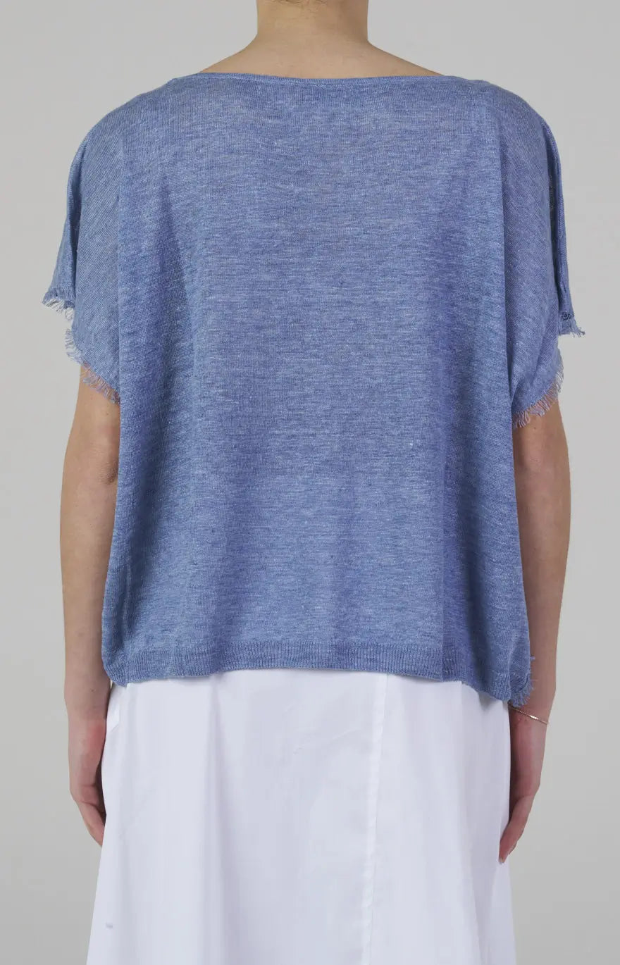 Maglia poncho in jersey di lino ultra-light