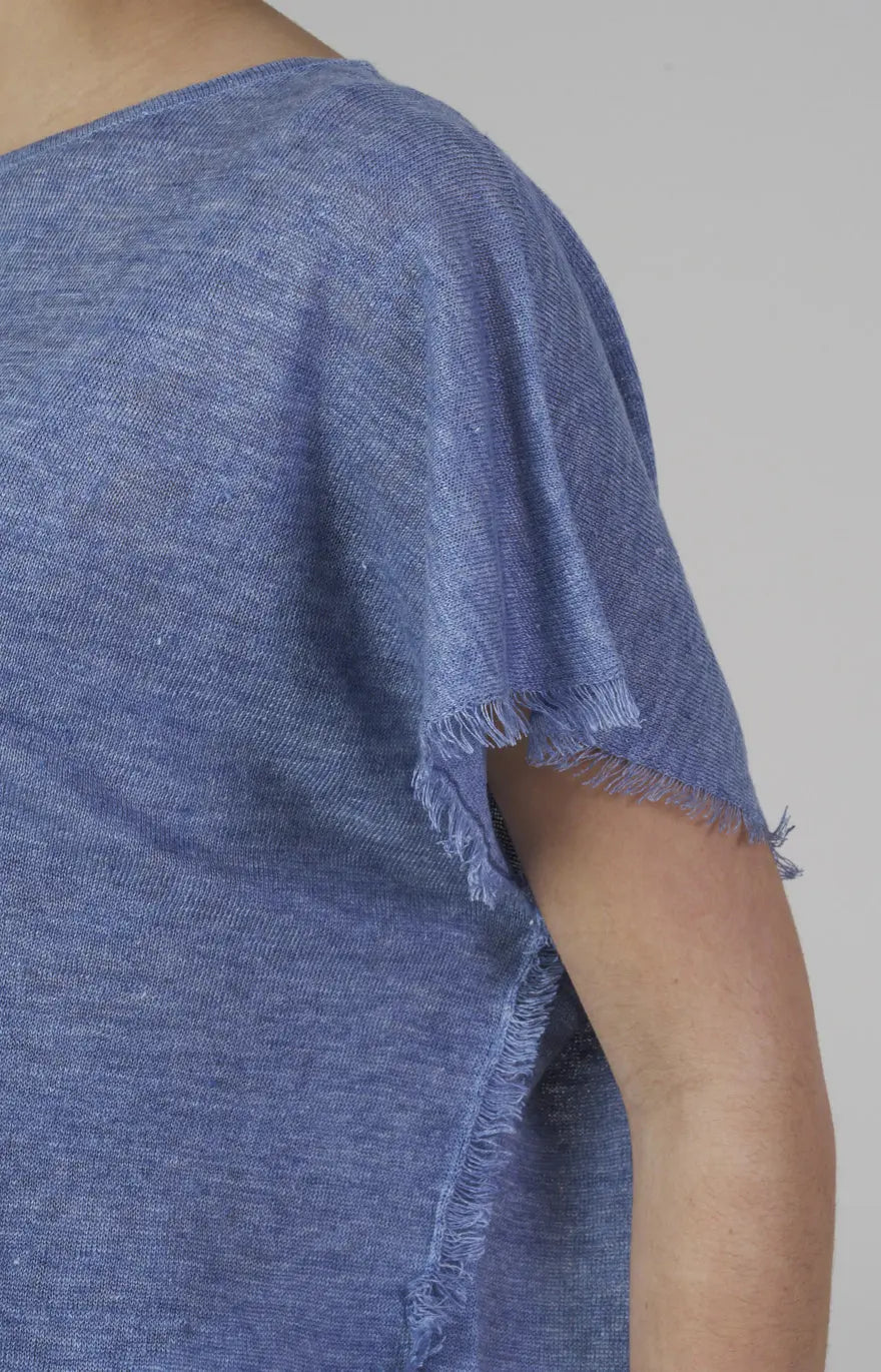 Maglia poncho in jersey di lino ultra-light