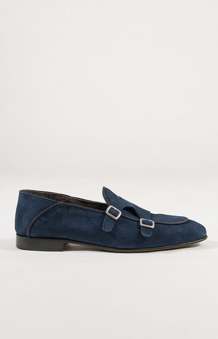 Suede double buckle moccasin