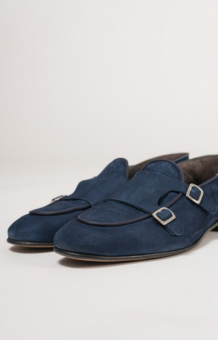 Suede double buckle moccasin