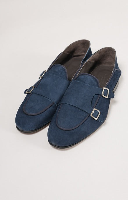 Suede double buckle moccasin