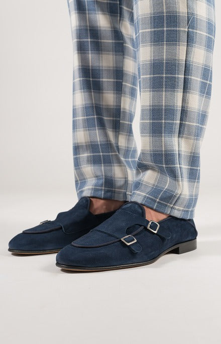 Suede double buckle moccasin