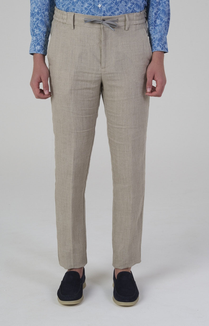 “Leisure Fit” linen trousers