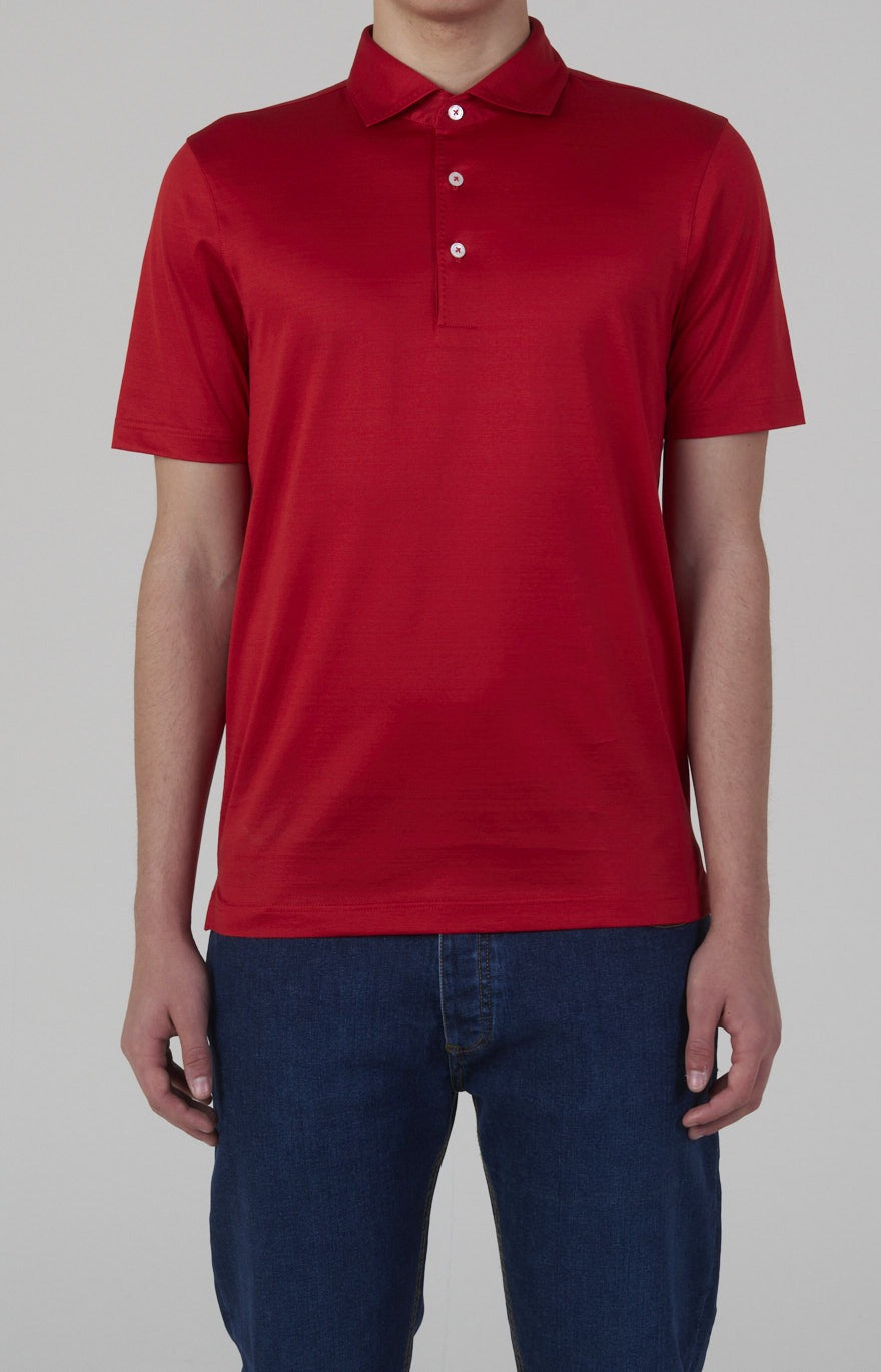 Short-sleeved polo shirt in ultra-light Scottish yarn