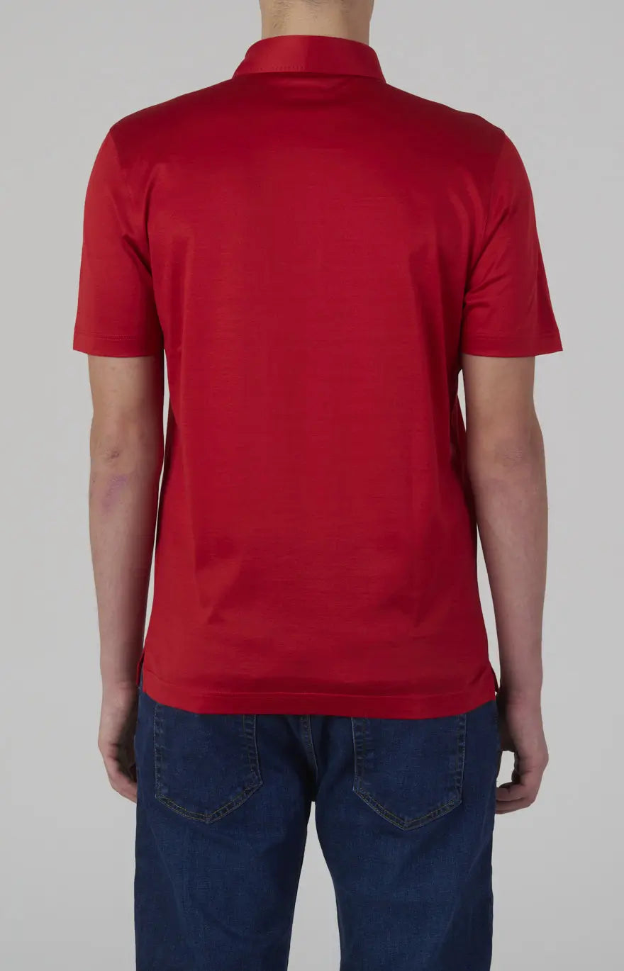 Short-sleeved polo shirt in ultra-light Scottish yarn